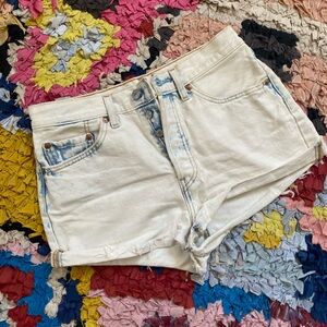 adidas White and Blue Jean Shorts